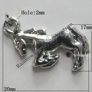 Pendant Zinc Alloy Jewelry Findings Lead-free, Horse 20x17mm Hole:2mm, Sold by Bag