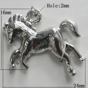 Pendant Zinc Alloy Jewelry Findings Lead-free, Horse 24x16mm Hole:2mm, Sold by Bag