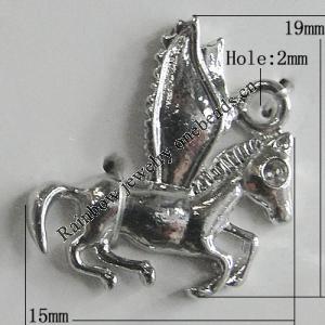 Pendant Setting Zinc Alloy Jewelry Findings Lead-free, Horse 19x15mm Hole:2mm, Sold by Bag