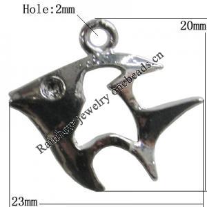 Pendant Setting Zinc Alloy Jewelry Findings Lead-free, 23x20mm Hole:2mm, Sold by Bag