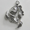 Pendant Setting Zinc Alloy Jewelry Findings Lead-free, Fish 30x20mm Hole:2mm, Sold by Bag