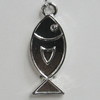 Pendant Zinc Alloy Jewelry Findings Lead-free, Fish 23x9mm Hole:2mm, Sold by Bag