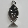Pendant Zinc Alloy Jewelry Findings Lead-free, Fish 27x11mm Hole:2mm, Sold by Bag