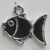 Pendant Zinc Alloy Jewelry Findings Lead-free, Fish 20x20mm Hole:2mm, Sold by Bag