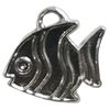 Pendant Zinc Alloy Jewelry Findings Lead-free, Fish 20x19mm Hole:2.5mm, Sold by Bag