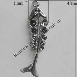 Pendant Setting Zinc Alloy Jewelry Findings Lead-free, Fish 43x11mm Hole:2mm, Sold by Bag