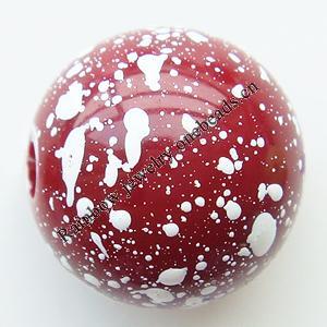 Painted (spray-paint ) Acrylic Beads, Round, 14mm, Hole:Approx 2.5mm, Sold by Bag