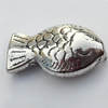 Bead Zinc Alloy Jewelry Findings Lead-free, Fish 22x13mm Hole:1mm, Sold by Bag