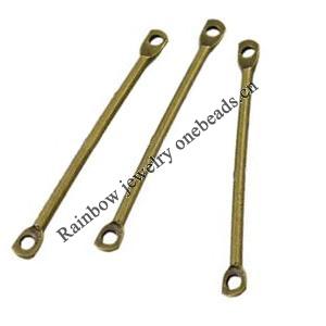 Iron Bar Links, 2mm wide, 20mm long, hole: 1mm,