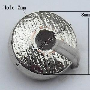 Spacer Zinc Alloy Jewelry Findings Lead-free, 8mm Hole:2mm, Sold by Bag