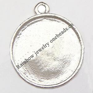 Zinc Alloy Cabochon Settings, Flat round, 22mm, Sold by bag
