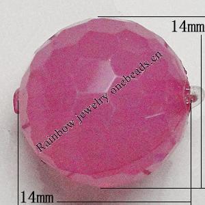 Transparent Acrylic Beads, Faceted Round 14x14mm Hole:1mm, Sold by Bag 