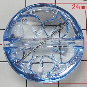 Transparent Acrylic Beads, Flat Round 24mm Hole:2mm, Sold by Bag 