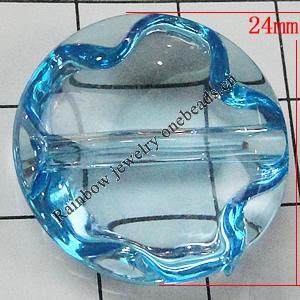 Transparent Acrylic Beads, Flat Round 24mm Hole:2mm, Sold by Bag 