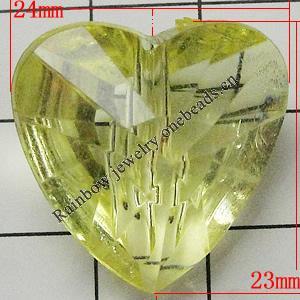 Transparent Acrylic Beads, Faceted Heart 23x24mm Hole:2mm, Sold by Bag 