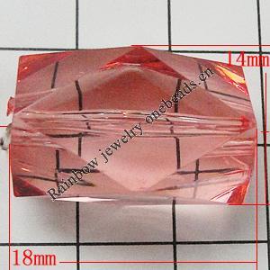 Transparent Acrylic Beads, Polyhedron 18x14mm Hole:1mm, Sold by Bag 