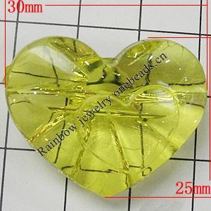 Transparent Acrylic Beads, Heart 30x25mm Hole:2mm, Sold by Bag 