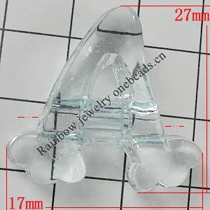 Transparent Acrylic Beads, Letter 27x17mm Hole:2mm, Sold by Bag 