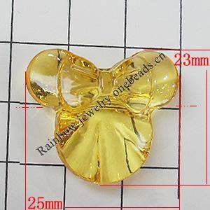 Transparent Acrylic Beads, Animal Head 25x23mm Hole:2mm, Sold by Bag 
