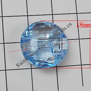 Transparent Acrylic Beads, Faceted Flat Round 18mm Hole:2mm, Sold by Bag 