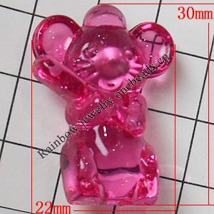 Transparent Acrylic Beads, Animal 30x22mm Hole:2mm, Sold by Bag 