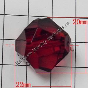 Transparent Acrylic Beads, Faceted Bicone 22x20mm Hole:1mm, Sold by Bag 