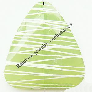 Drawbench Imitate Jade Acrylic Beads, Triangle, 33x34x9mm, Hole:Approx 2mm, Sold by Bag