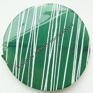 Drawbench Imitate Jade Acrylic Beads, Flat Round, 35x6mm, Hole:Approx 1mm, Sold by Bag