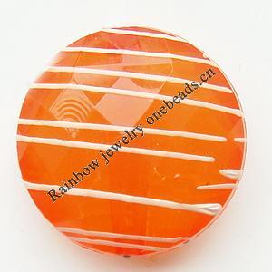 Drawbench Imitate Jade Faceted Acrylic Beads, Flat Round, 17x8mm, Hole:Approx 2mm, Sold by Bag