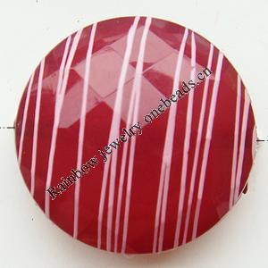 Drawbench Imitate Jade Faceted Acrylic Beads, Flat Round, 24x12mm, Hole:Approx 2mm, Sold by Bag