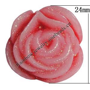 Resin Cabochons, NO Hole Headwear & Costume Accessory, Flower, About 24mm in diameter, Sold by Bag