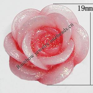 Resin Cabochons, NO Hole Headwear & Costume Accessory, Flower, About 19mm in diameter, Sold by Bag