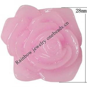 Resin Cabochons, NO Hole Headwear & Costume Accessory, Flower, About 28mm in diameter, Sold by Bag