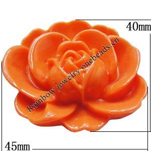 Resin Cabochons, NO Hole Headwear & Costume Accessory, Flower, About 45x40mm in diameter, Sold by Bag