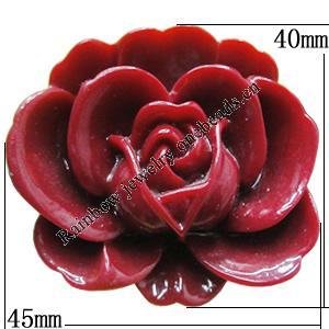 Resin Cabochons, NO Hole Headwear & Costume Accessory, Flower, About 45x40mm in diameter, Sold by Bag