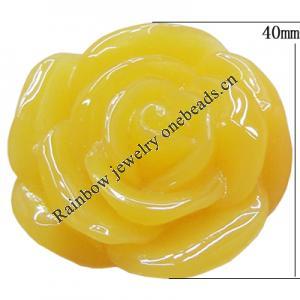 Resin Cabochons, NO Hole Headwear & Costume Accessory, Flower, About 40mm in diameter, Sold by Bag