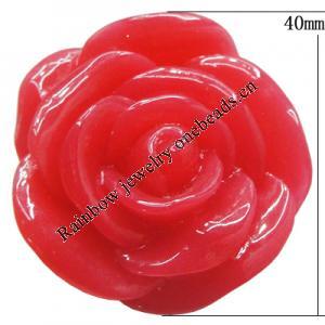Resin Cabochons, NO Hole Headwear & Costume Accessory, Flower, About 40mm in diameter, Sold by Bag