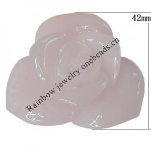 Resin Cabochons, NO Hole Headwear & Costume Accessory, Flower, About 42mm in diameter, Sold by Bag