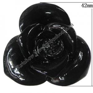 Resin Cabochons, NO Hole Headwear & Costume Accessory, Flower, About 42mm in diameter, Sold by Bag