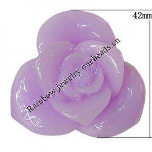 Resin Cabochons, NO Hole Headwear & Costume Accessory, Flower, About 42mm in diameter, Sold by Bag