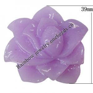 Resin Cabochons, NO Hole Headwear & Costume Accessory, Flower, About 39mm in diameter, Sold by Bag