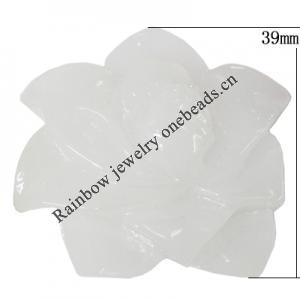 Resin Cabochons, NO Hole Headwear & Costume Accessory, Flower, About 39mm in diameter, Sold by Bag