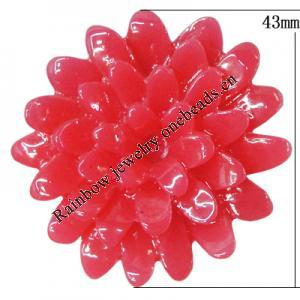 Resin Cabochons, NO Hole Headwear & Costume Accessory, Flower, About 43mm in diameter, Sold by Bag
