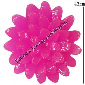 Resin Cabochons, NO Hole Headwear & Costume Accessory, Flower, About 43mm in diameter, Sold by Bag