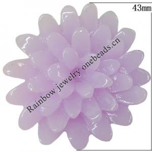 Resin Cabochons, NO Hole Headwear & Costume Accessory, Flower, About 43mm in diameter, Sold by Bag