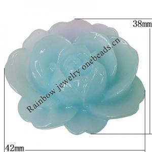 Resin Cabochons, NO Hole Headwear & Costume Accessory, Flower, About 42x38mm in diameter, Sold by Bag