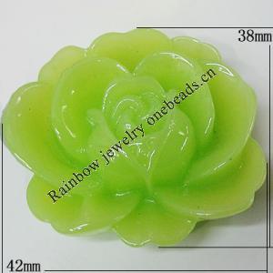 Resin Cabochons, NO Hole Headwear & Costume Accessory, Flower, About 42x38mm in diameter, Sold by Bag