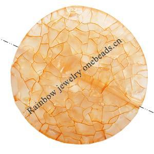 Crackle Acrylic Beads ,Frosted Surface Effect, Flat round, 35x7mm, Hole:Approx 1mm, Sold by Bag