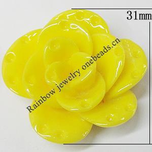 Resin Cabochons, NO Hole Headwear & Costume Accessory, Flower, About 31mm in diameter, Sold by Bag