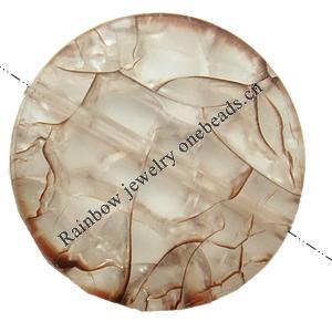 Crackle Acrylic Beads ,Frosted Surface Effect, Flat round, 21x4mm ,Hole:Approx 1mm ,Sold by Bag